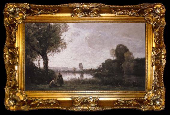 framed  camille corot Seine Landscape near Chatou, ta009-2